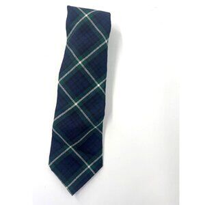 Highlander Collection by Lockcarbon Mens 100% Wool Necktie Plaid Blue Green